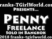 Franks TGirl World Adorable Ladyboy Penny Red Lingerie Cock Stroke