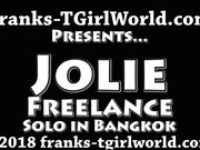 Ladyboy Jolie Big Cock Solo in Black Bustier for Franks TGirl World